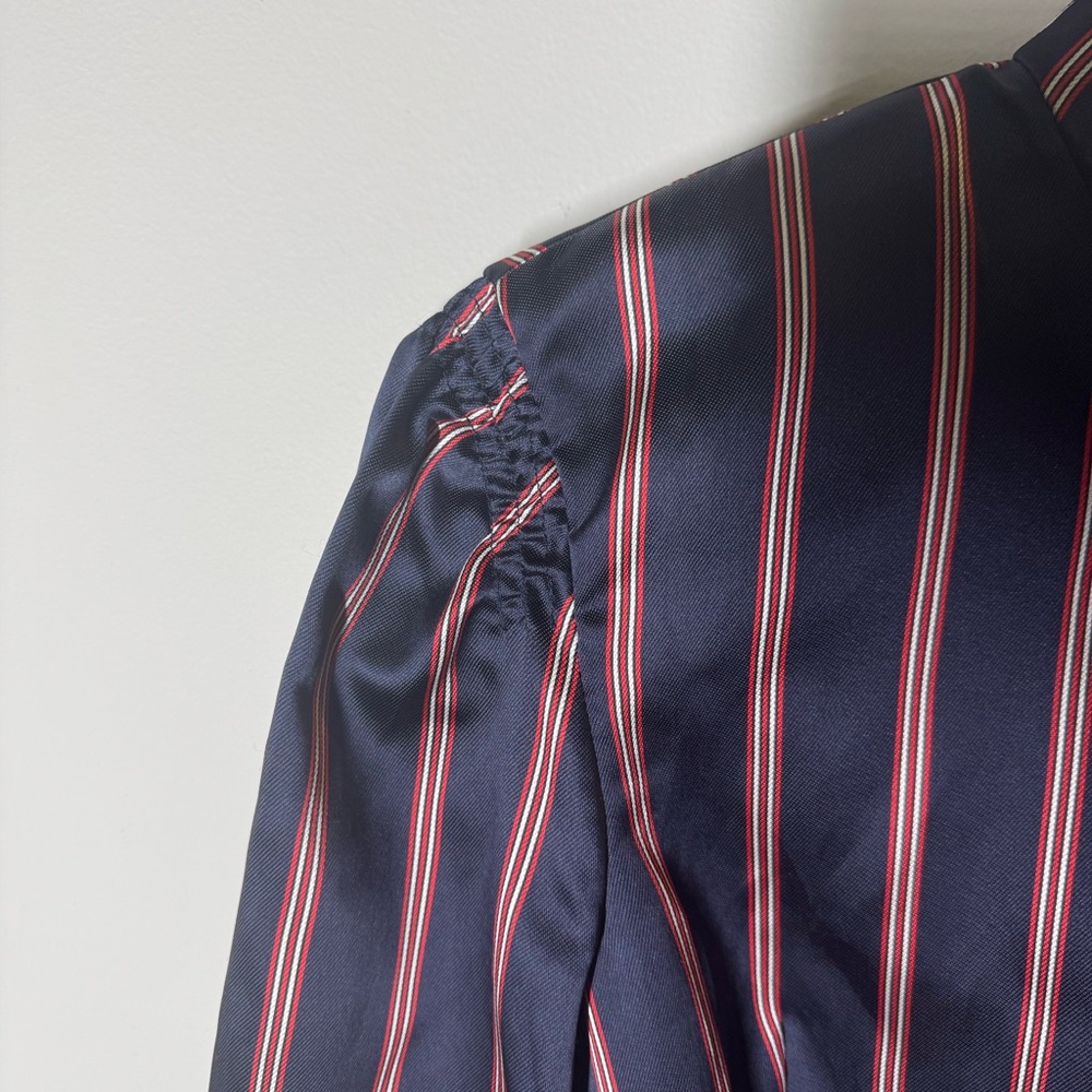 NWT Sandro Respect Navy/White/Red Striped Puff-Sleeve Women’s Mini Dress 40/8 - Picture 8 of 13